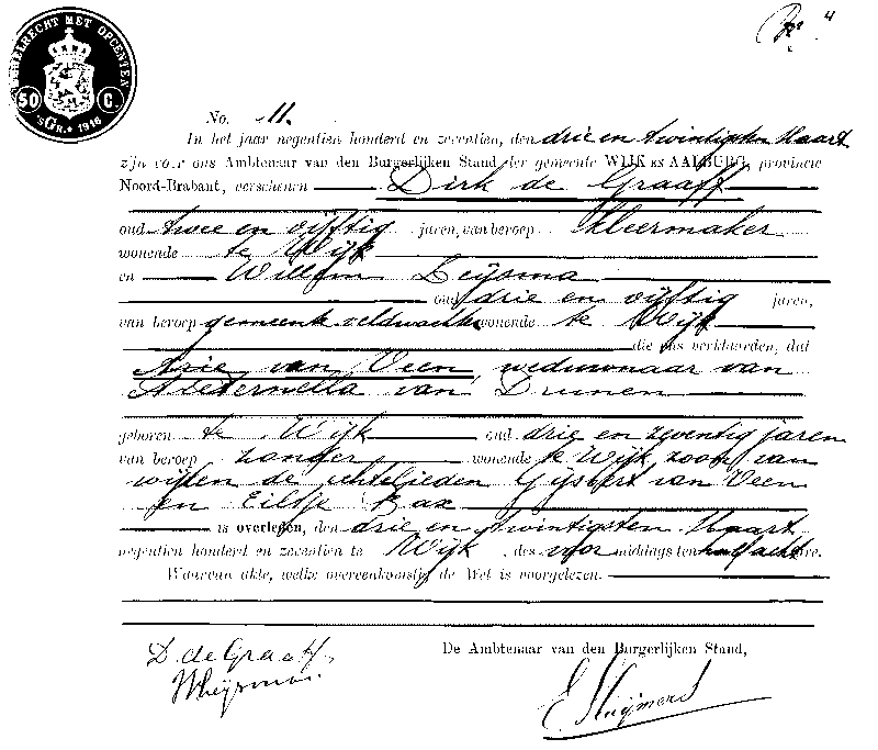 19170323 ovl akte 11 Arie v Veen wedn P v Drunen